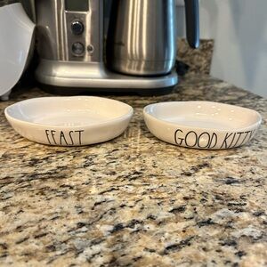 Rae Dunn White Ceramic Cat Bowls
